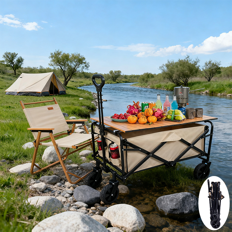 Outdoor Camping Trolley - Trolley Black Red Adjustable Heavy Duty