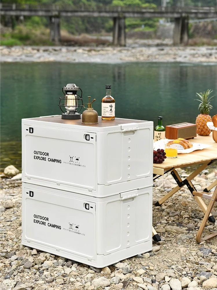 Outdoor Camping Storage Box - Outdoor Storage Box with Wooden Lid