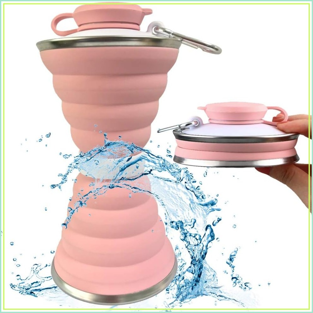 Collapsible Water Bottle - Collapsible Water Bottle, 17oz Foldable Silicone