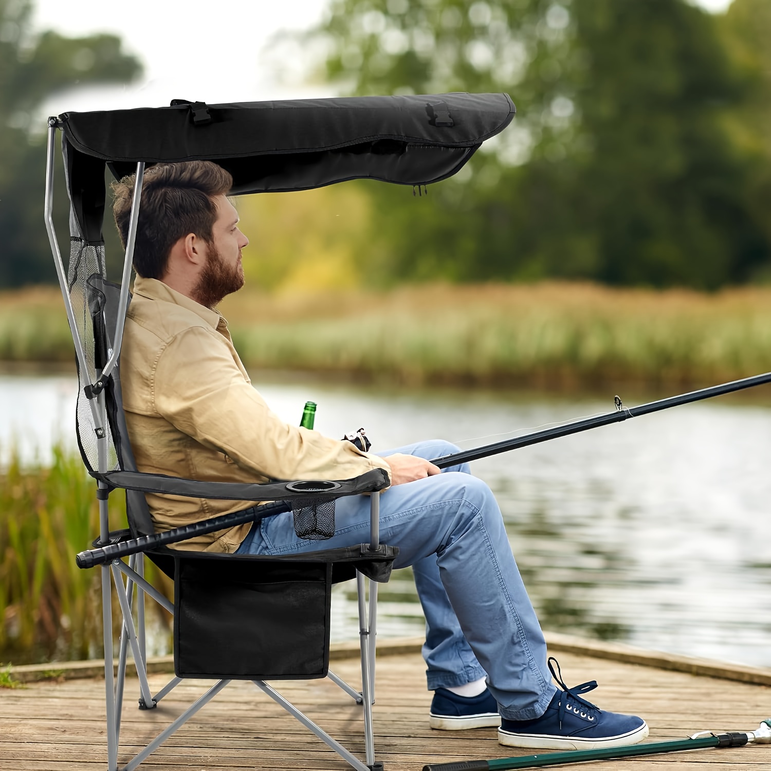 Camping Chairs, with Sunshade  - Outdoor Camping Canopy ulasan dan harga
