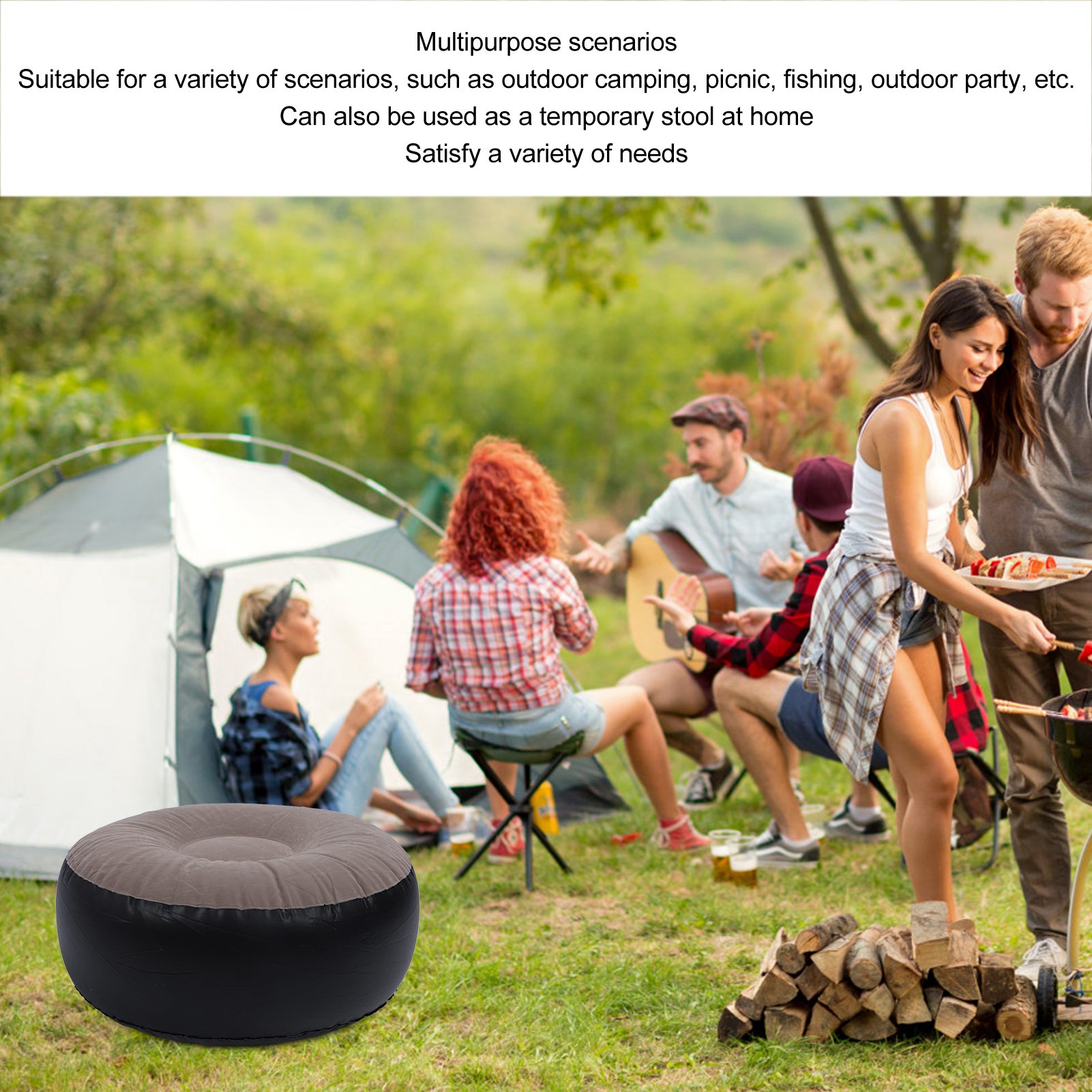Inflatable Flocking Stool Mult - Outdoor Camping Furniture ulasan dan harga