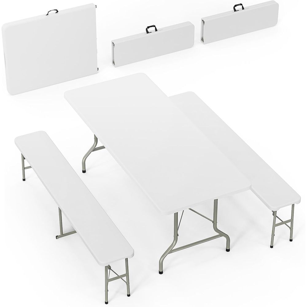 White olding Picnic Table Set  - Camping Outdoor Or Indoor ulasan dan harga