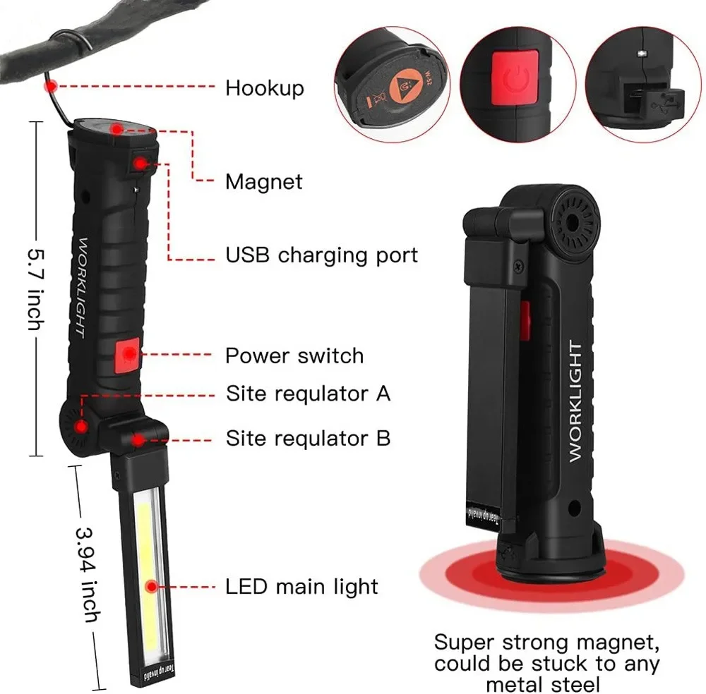 Portable COB LED Flashlight US - Outdoor Camping Lampe ulasan dan harga