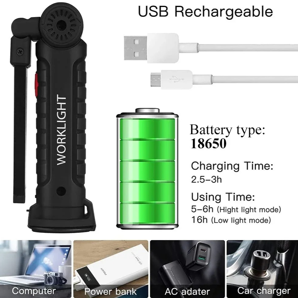Portable COB LED Flashlight US - Outdoor Camping Lampe ulasan dan harga