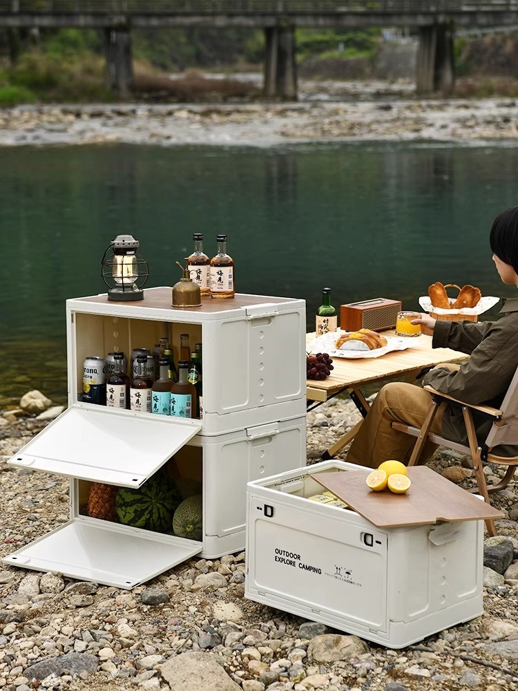 Outdoor Storage Box with Woode - Outdoor Camping Storage Box ulasan dan harga