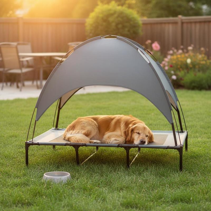Elevated dog bed with canopy,  - Outdoor Camping Dog Bed ulasan dan harga