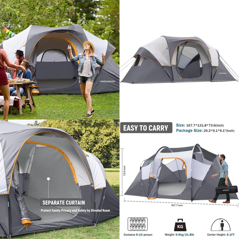 10-Person HikerGarden Tent - Q - Outdoor Camp ulasan dan harga