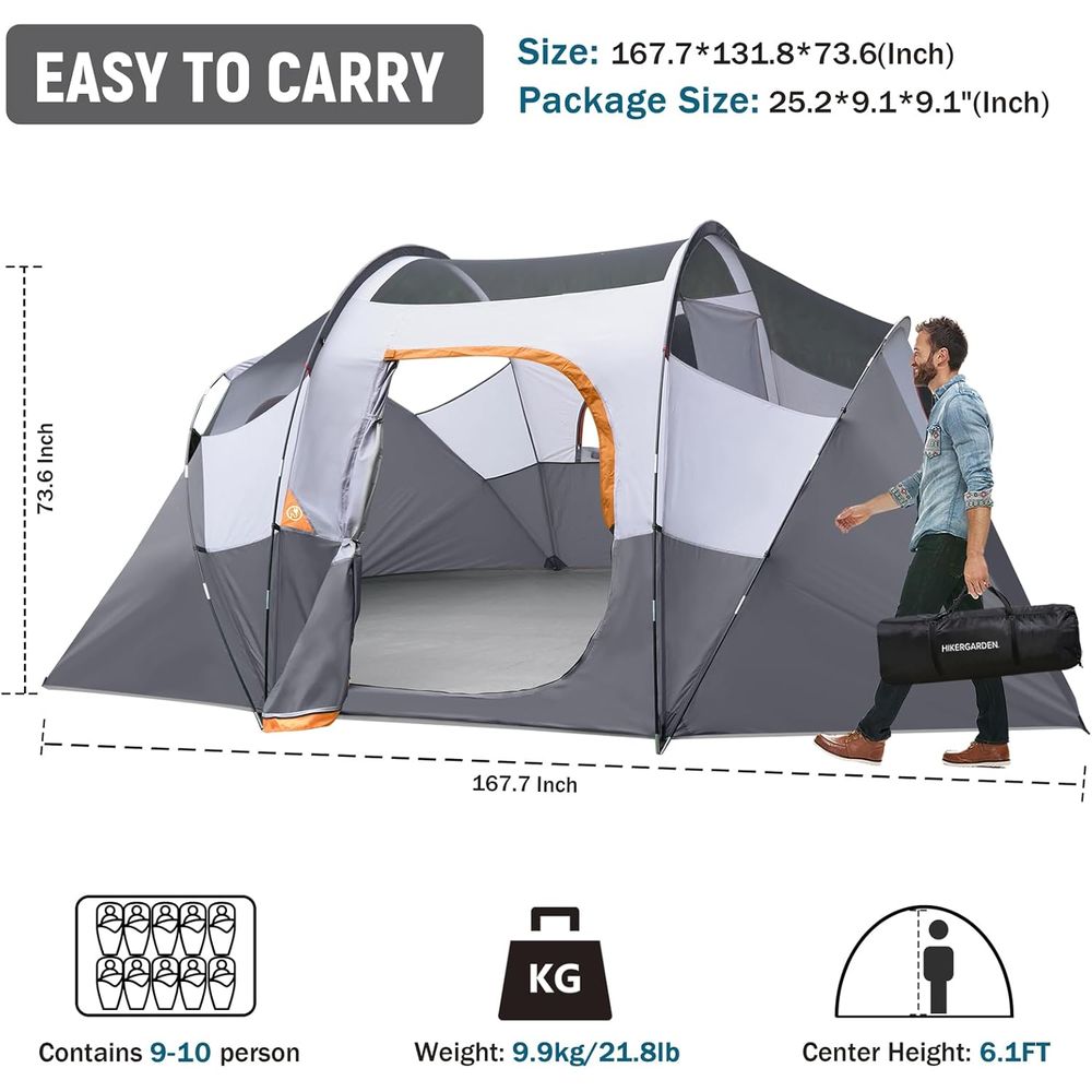 10-Person HikerGarden Tent - Q - Outdoor Camp ulasan dan harga