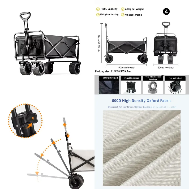 Lightweight 150L Portable Stee - Outdoor Camping Vehicle Wagon ulasan dan harga