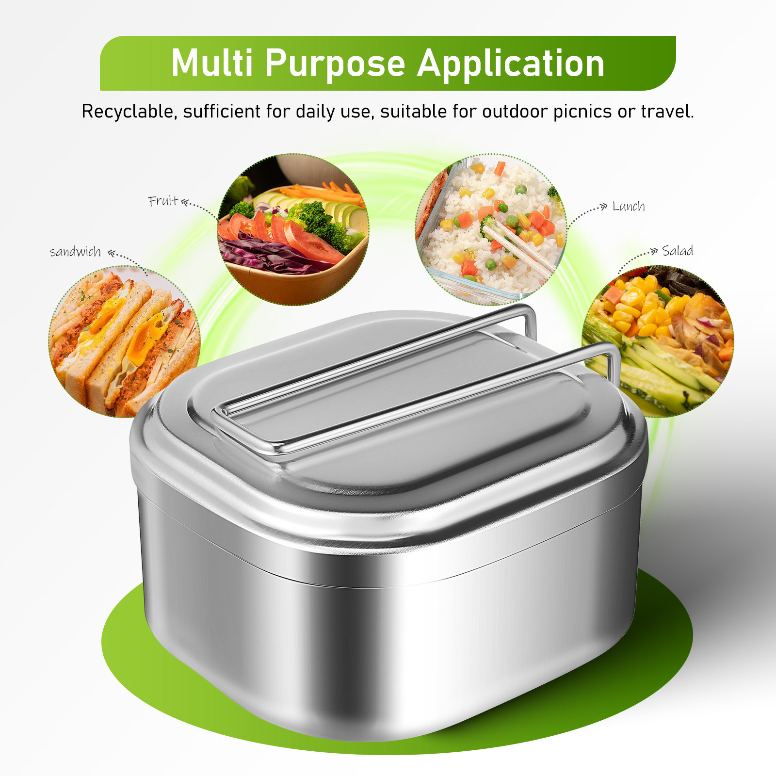 950Ml Aluminum Lunch Box Reusa - Outdoor Camping Storage Box ulasan dan harga
