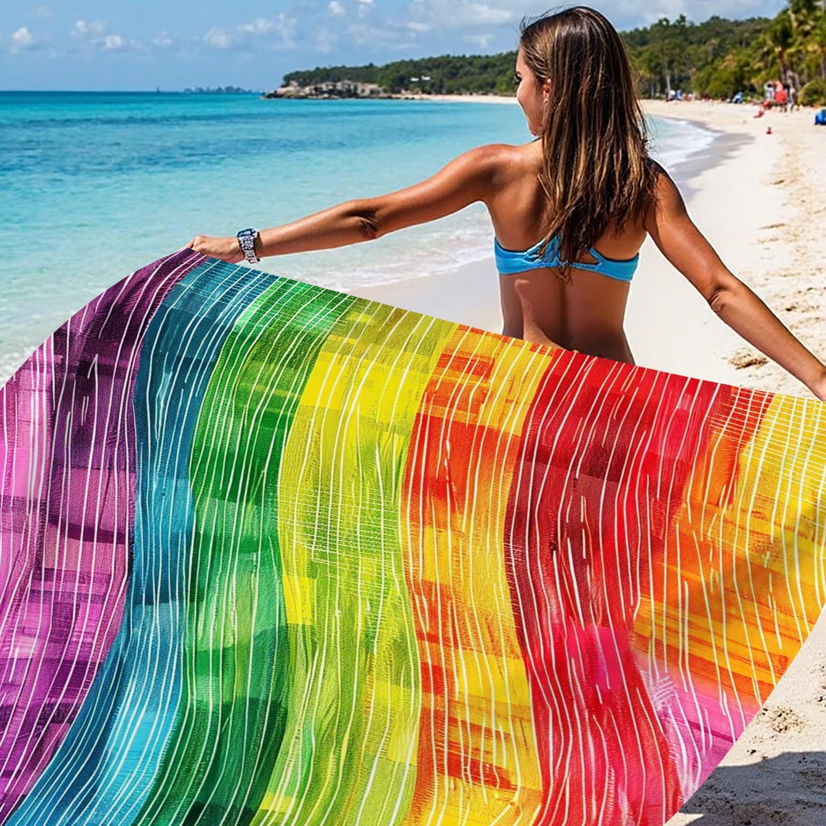 200x240cm Rainbow Beach Mat Sa - Outdoor Camping Rug Waterproof ulasan dan harga