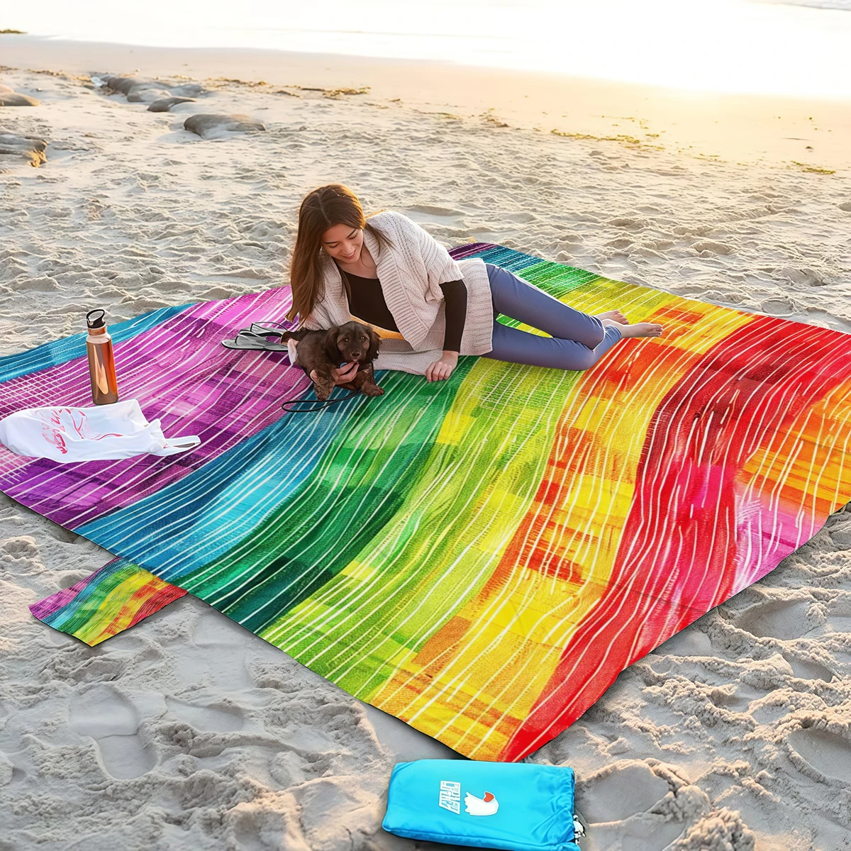 200x240cm Rainbow Beach Mat Sa - Outdoor Camping Rug Waterproof ulasan dan harga