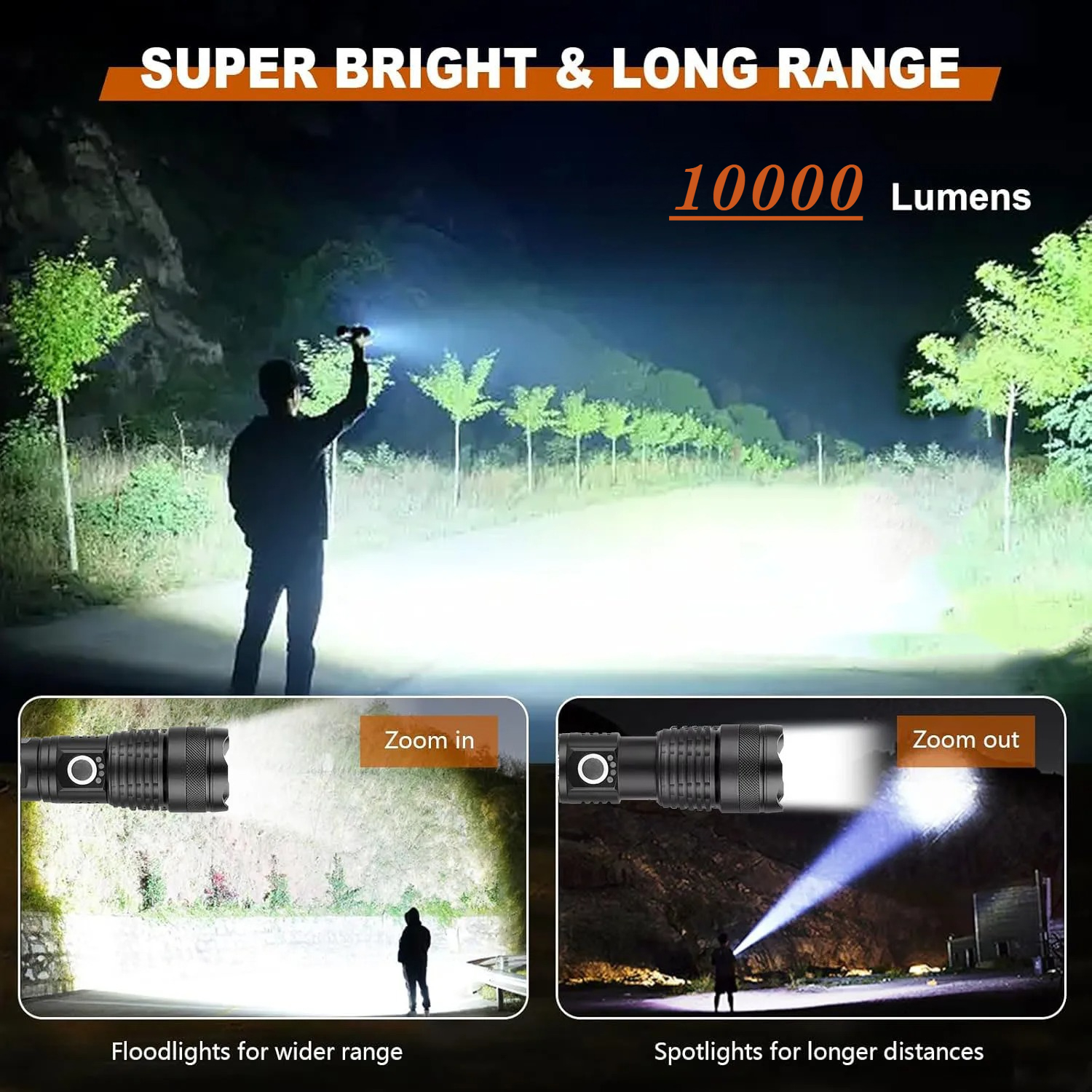 High Power LED Flashlight Rech - Outdoor Camping Lampe ulasan dan harga