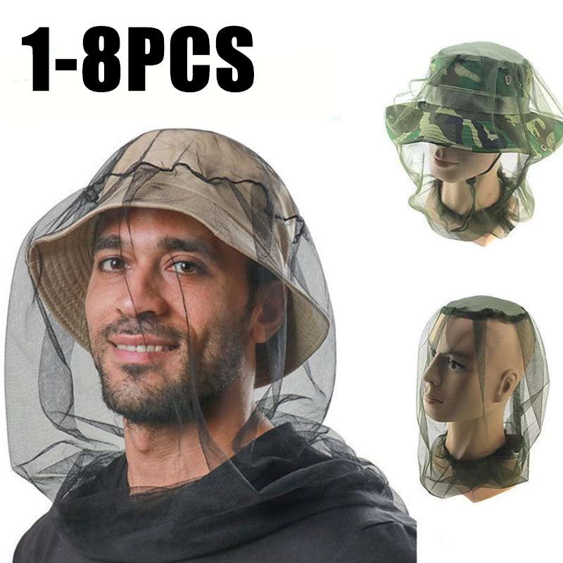 Mesh Head Net Fishing Hat Anti - Outdoor Camping Mosquito Net ulasan dan harga